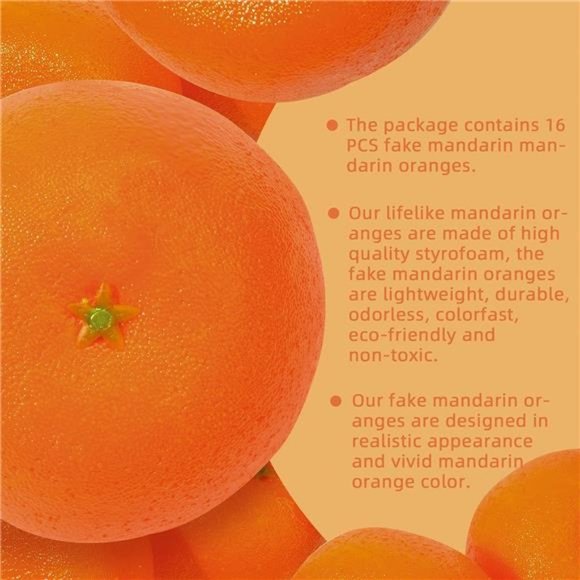 16PCS Mandarin Oranges Artificial Lifelike Fruit Stimulation Tangerine - Picture 4 of 6